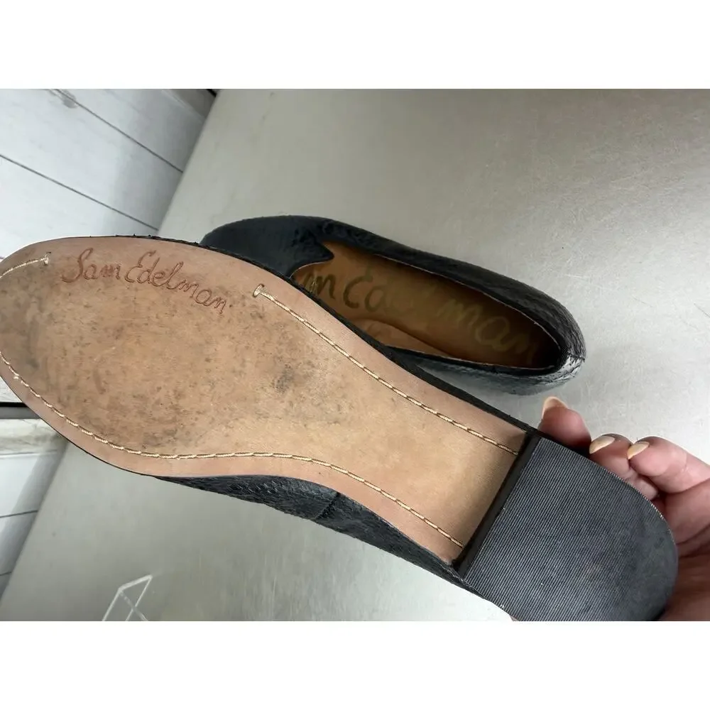 Sam Edelman Leather Black Snakeskin Loafers Slip On Lightweight Size 7.5